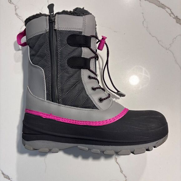 All in Motion | Girls Black Grey Thermolite Ecomade Winter Snow Boots Size 4 - Picture 6 of 14